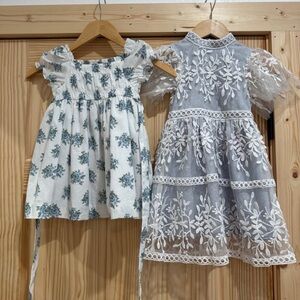 Edgehill Collection Blue Floral and White Lace Dress Set